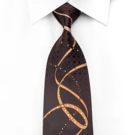 Jack Taylor Men's Crystal Tie Orange Scrolls On Brown Black With Sparkles