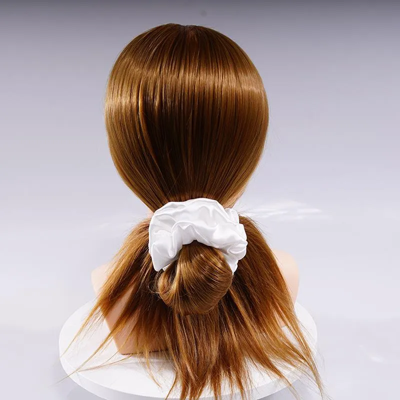 Large Silk Scrunchie Fluffy - White