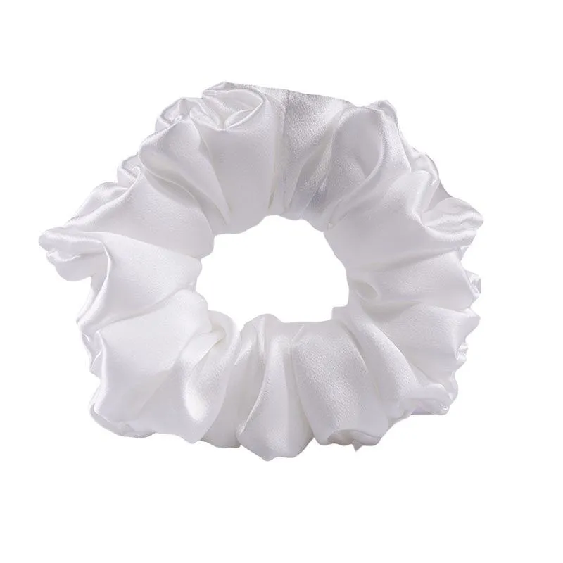 Large Silk Scrunchie Fluffy - White