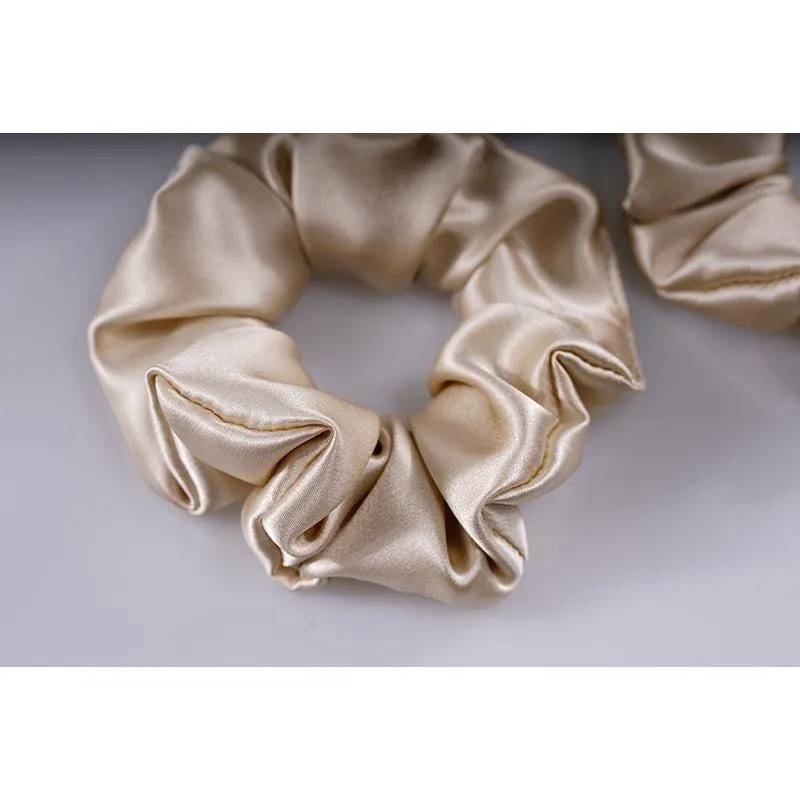 Large Silk Scrunchies - Beige - 3 Pack - Dropshipping