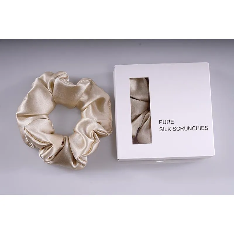 Large Silk Scrunchies - Beige - Dropshipping