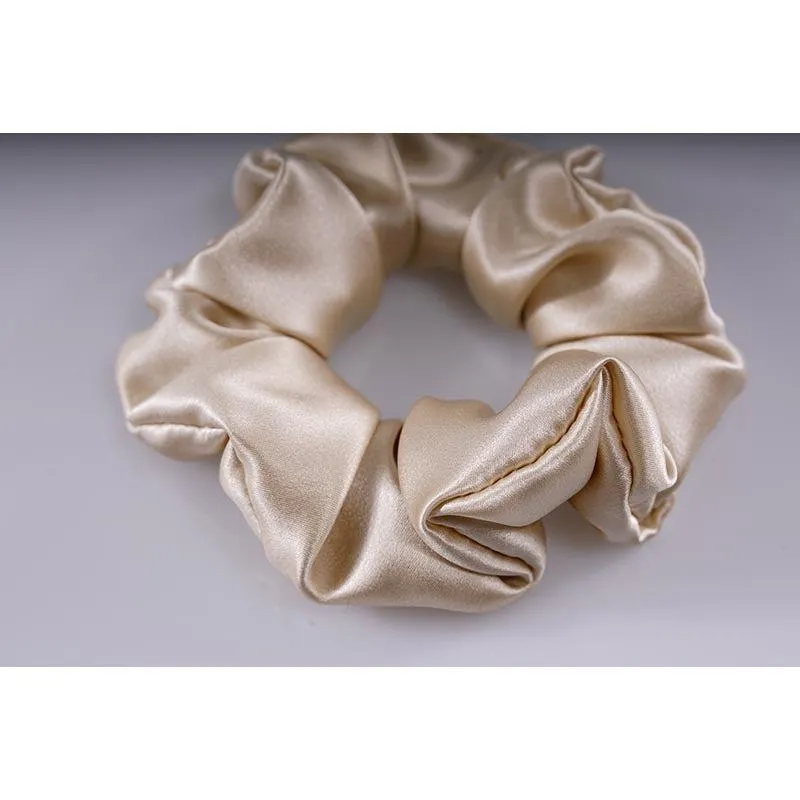 Large Silk Scrunchies - Beige - Dropshipping