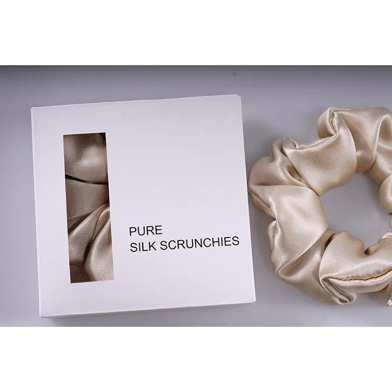 Large Silk Scrunchies - Beige - Dropshipping