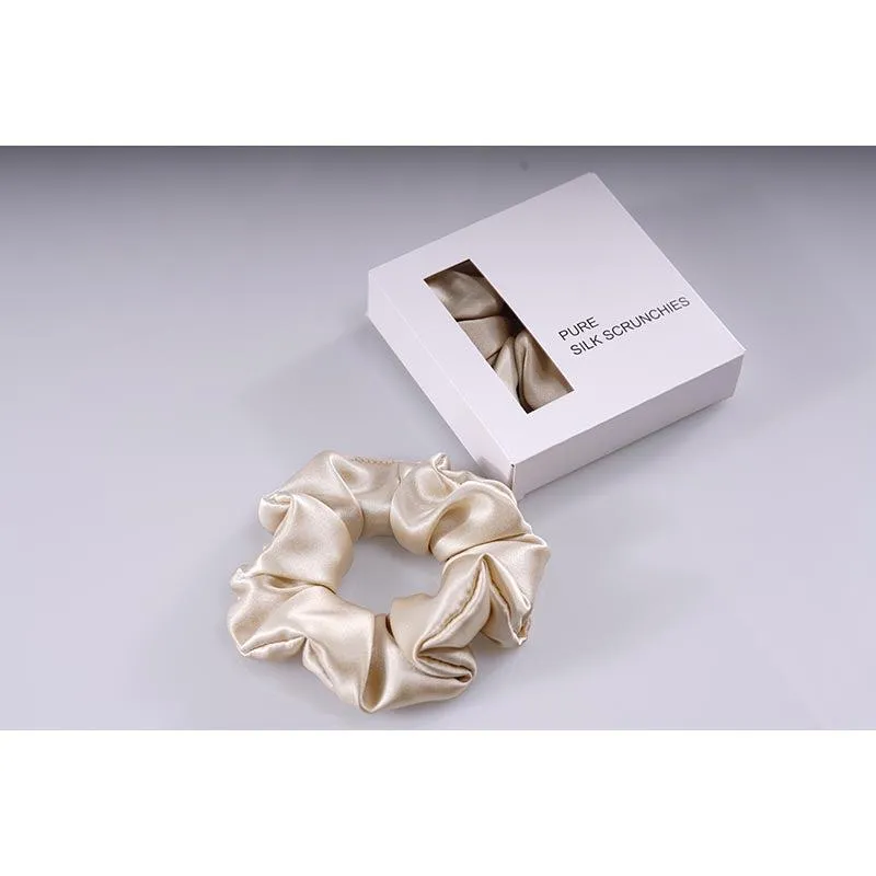 Large Silk Scrunchies - Beige - Dropshipping