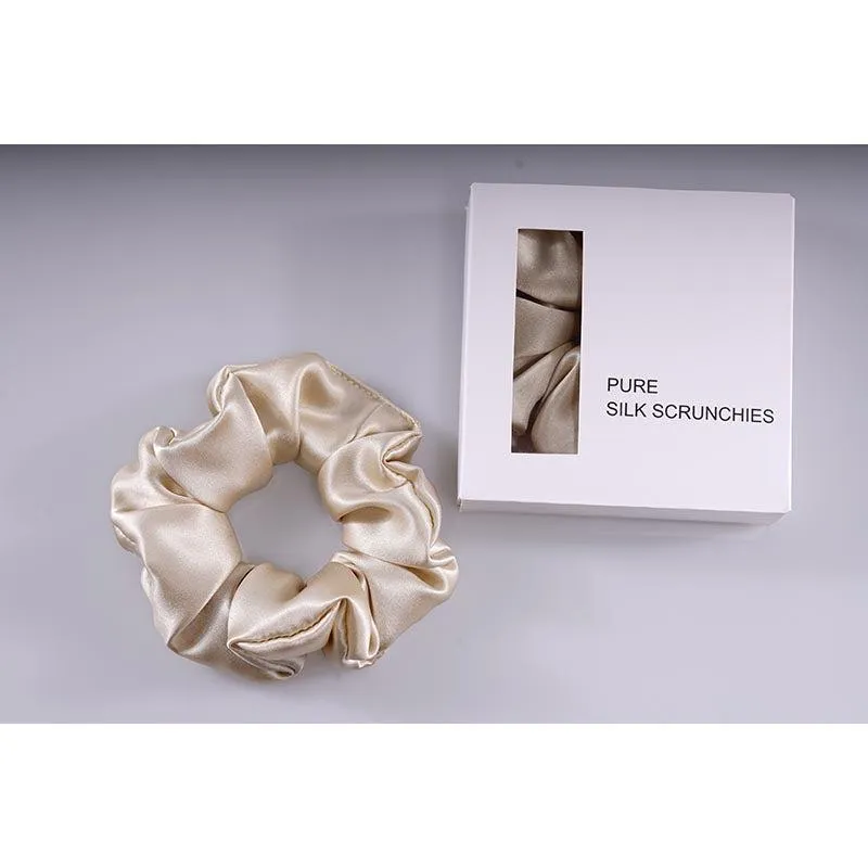 Large Silk Scrunchies - Beige - Dropshipping