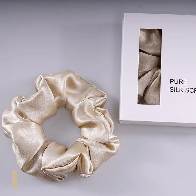 Large Silk Scrunchies - Beige - Dropshipping