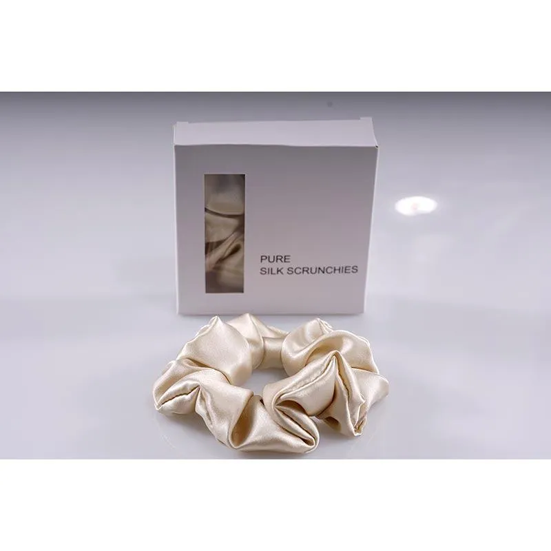 Large Silk Scrunchies - Beige - Dropshipping