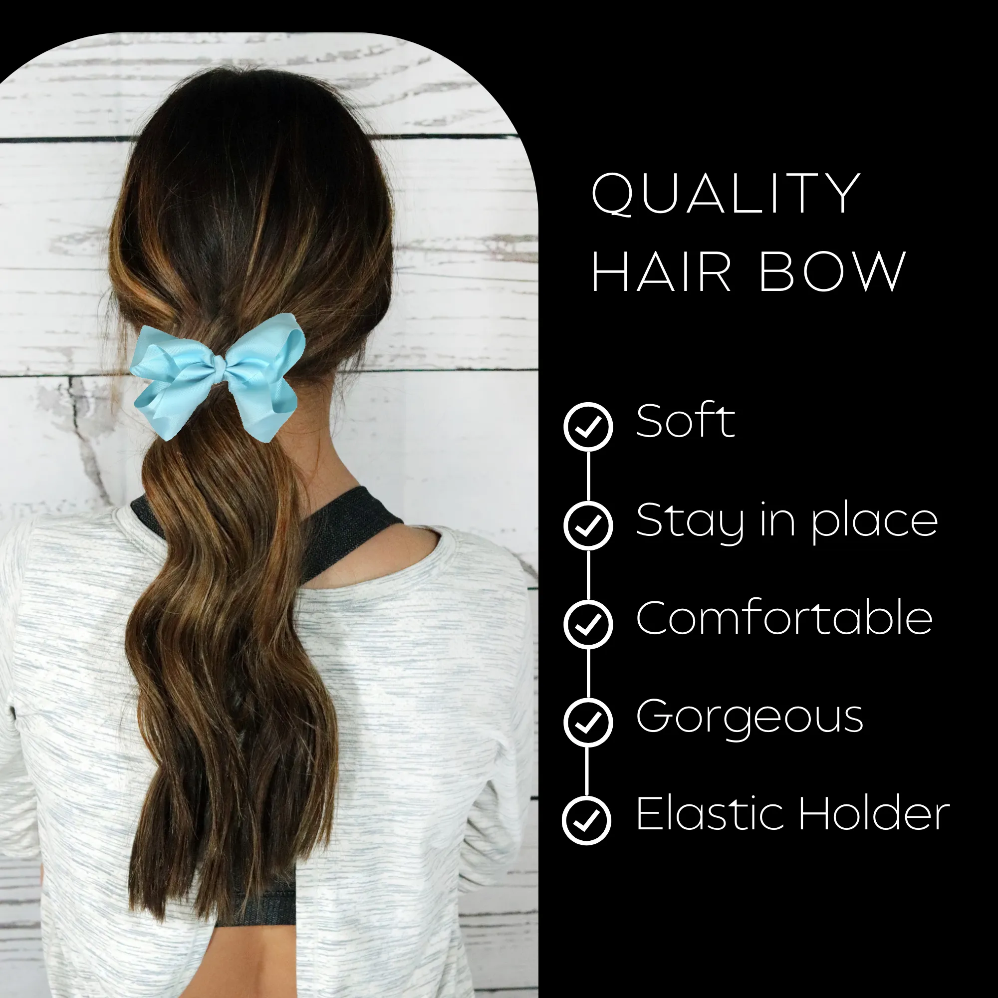 Light Blue Classic Hair Bows - 10 Pack