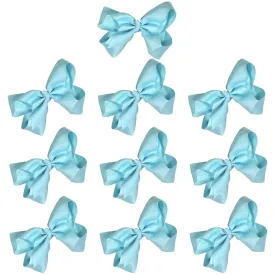 Light Blue Classic Hair Bows - 10 Pack