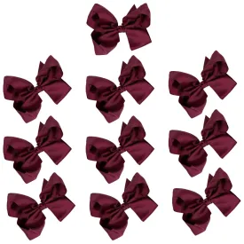 Maroon Classic Hair Bows - 10 Pack