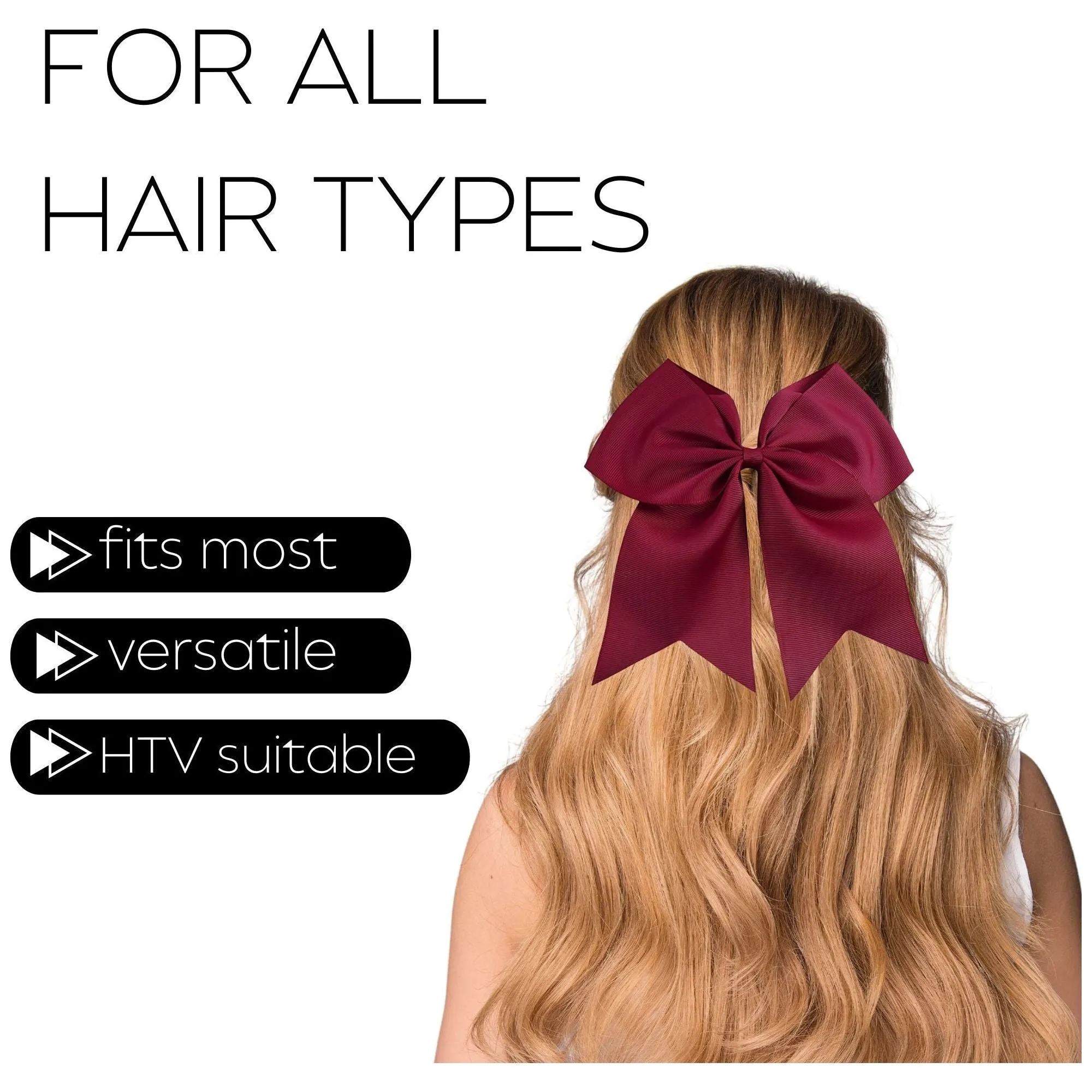 Maroon Clip Hair Bows - 10 Pack