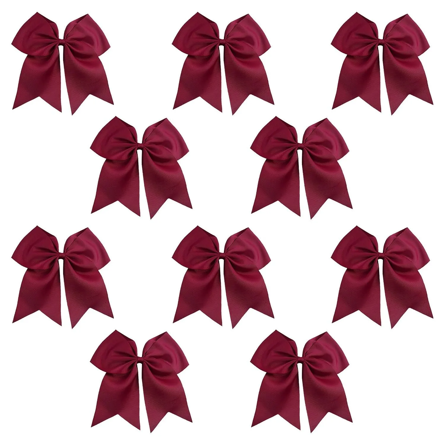 Maroon Clip Hair Bows - 10 Pack