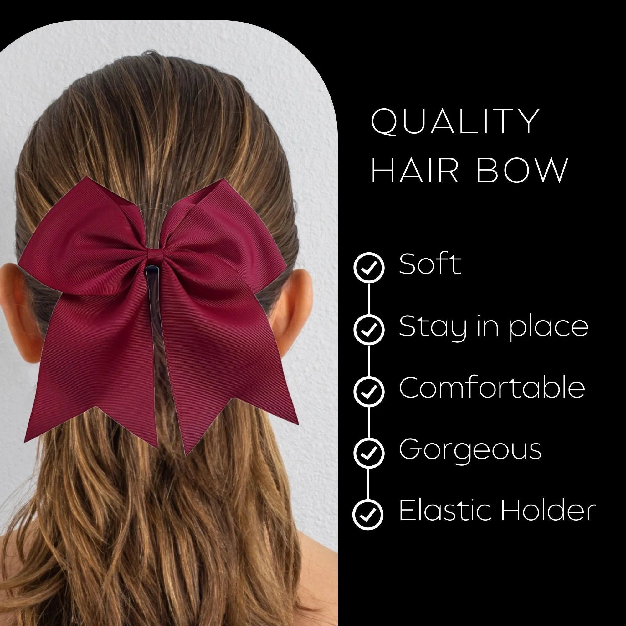 Maroon Clip Hair Bows - 10 Pack