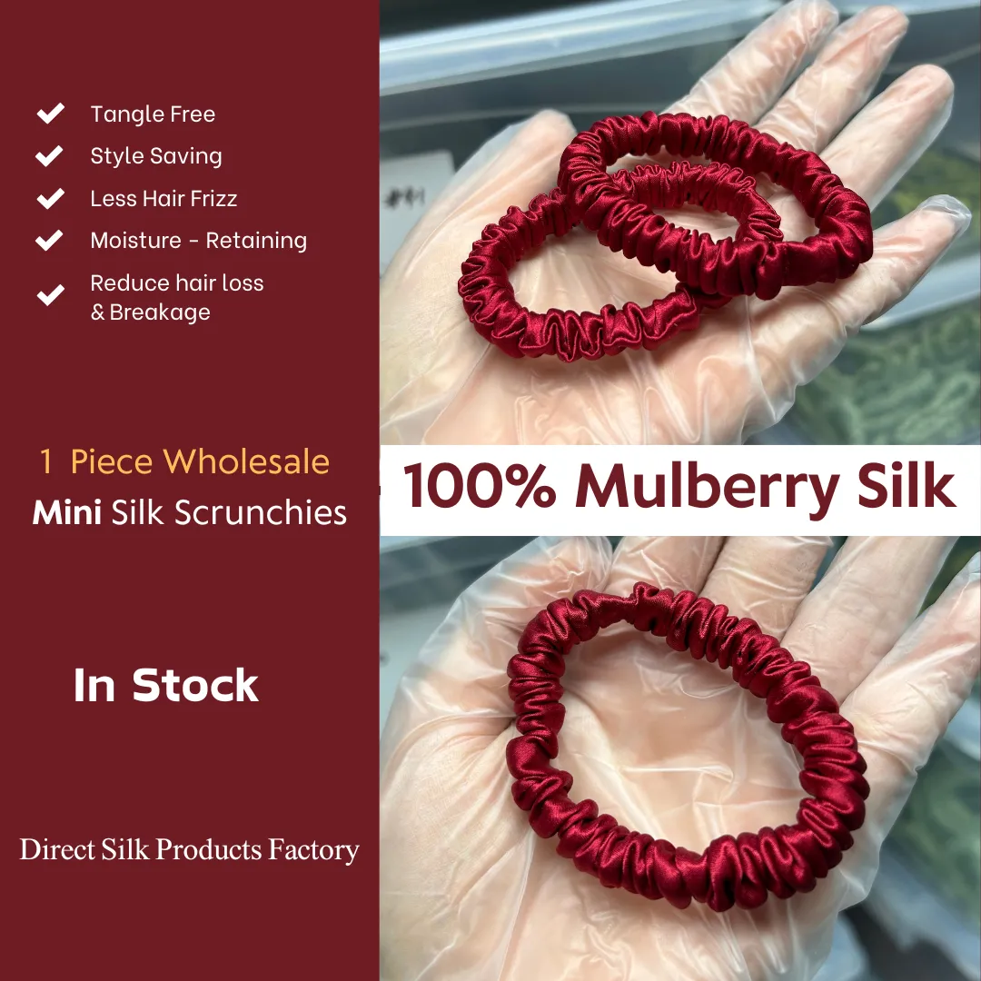 Maroon silk scrunchies mini