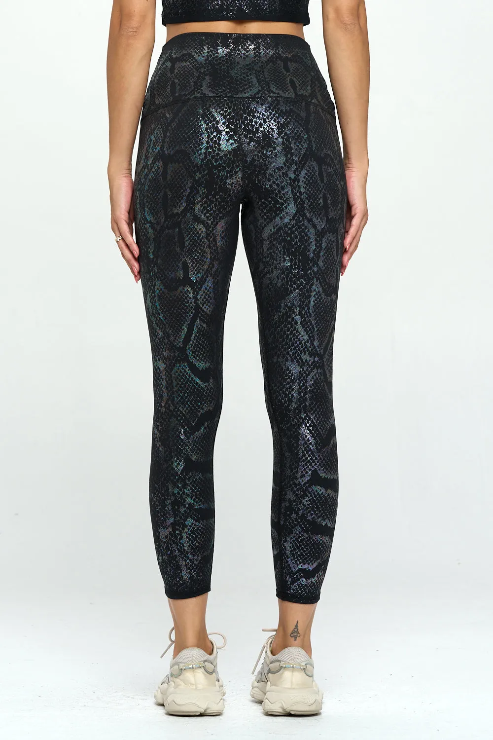 Mia - Black Iridescent Shine Snake Legging (High-Waist) - LIMITED FOIL EDITION