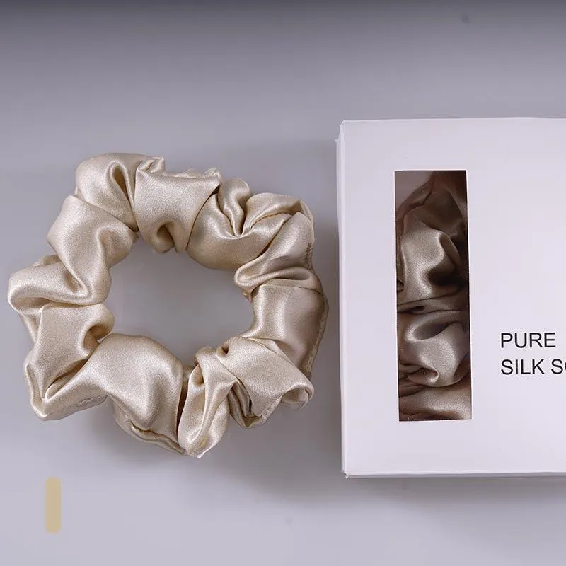 Midi Silk Scrunchies - Beige - Dropshipping