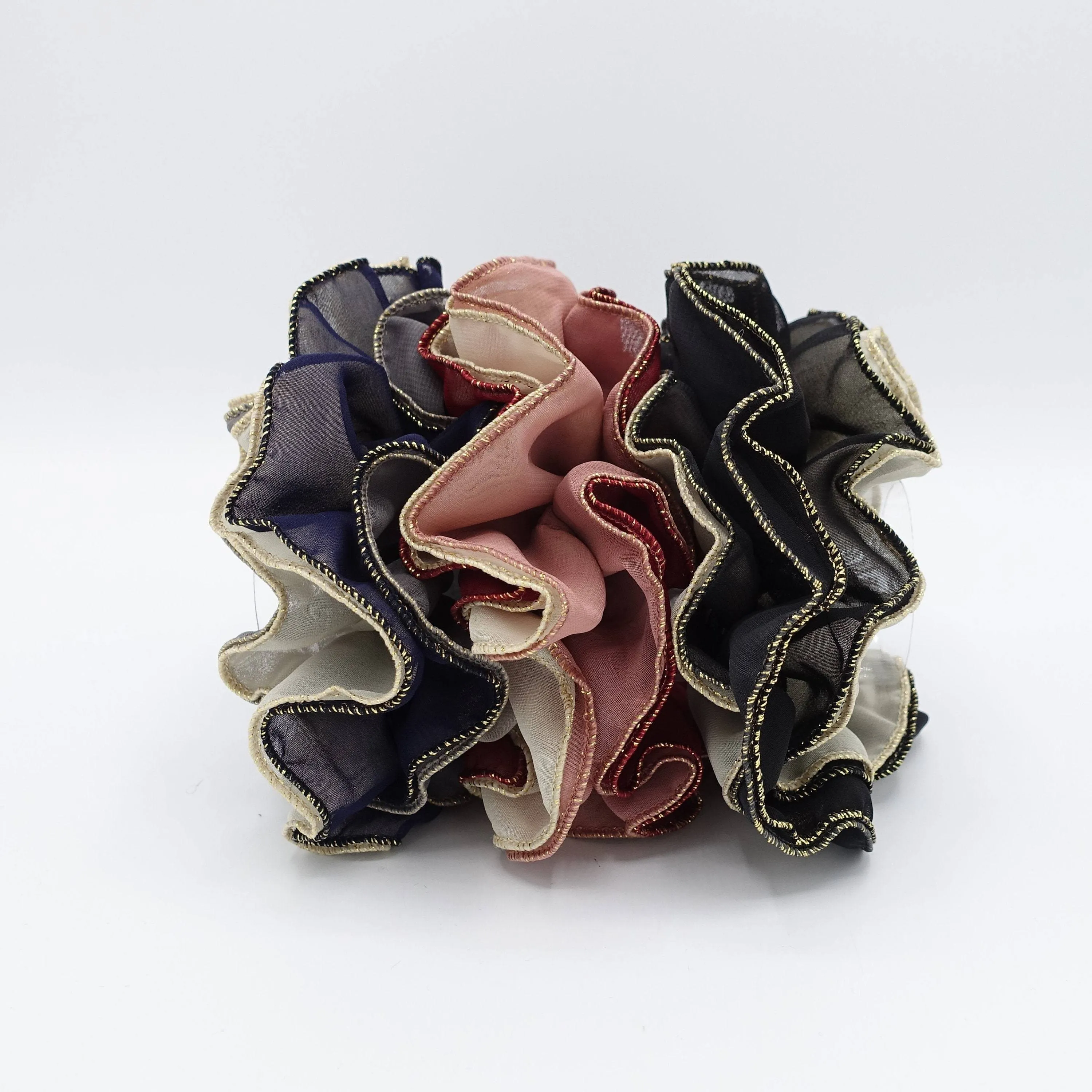 multi edges chiffon scrunchies