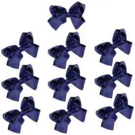 Navy Classic Hair Bows - 10 Pack