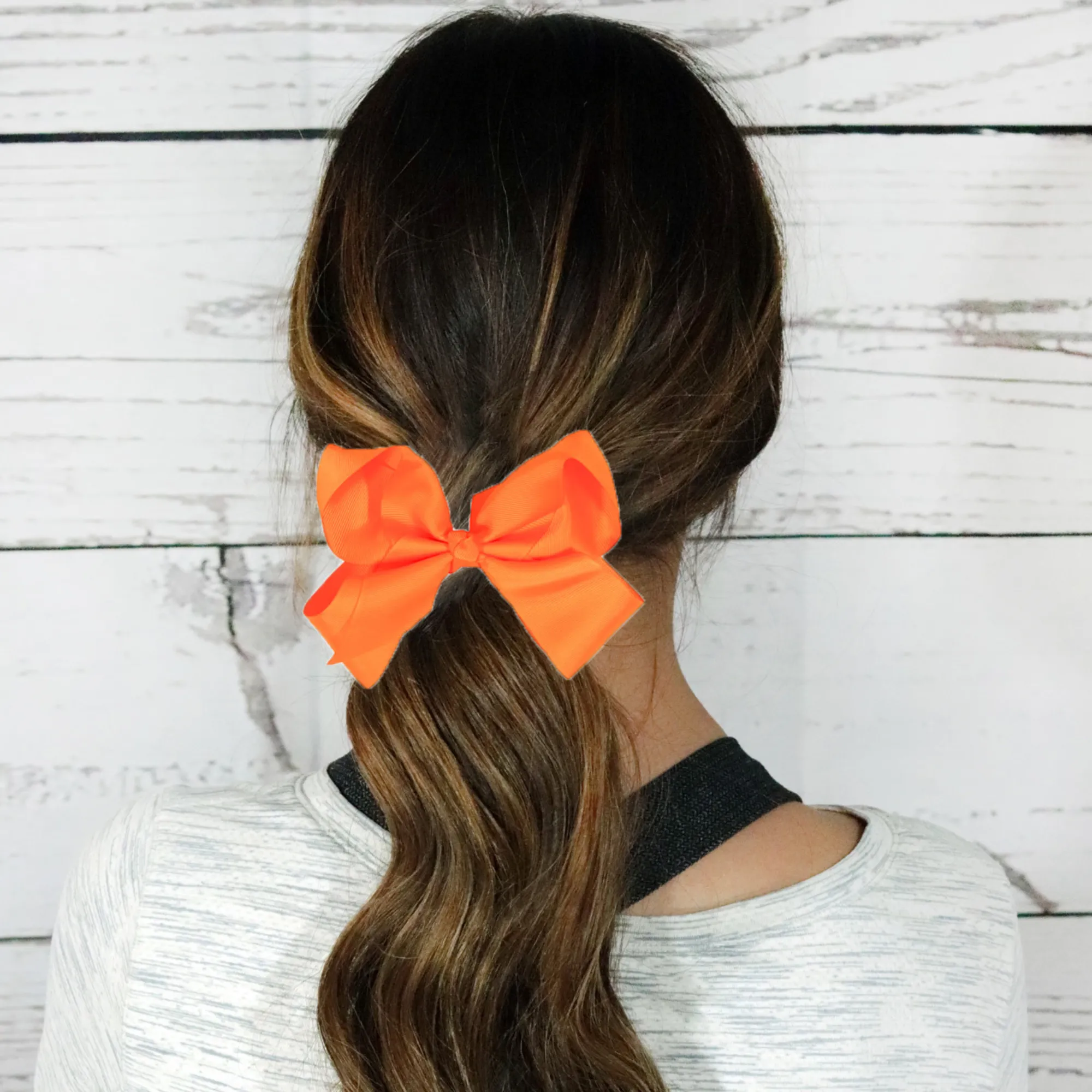 Neon Orange Classic Hair Bow