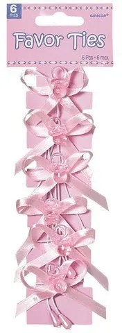 Pacifier Favor Ties - Pink