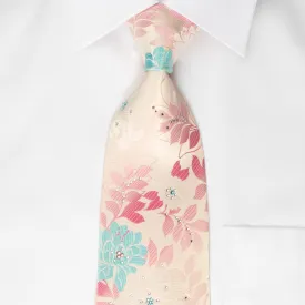 Paco Rabanne Rhinestone Necktie Floral On Pink With Silver Sparkles