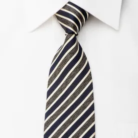 Paul Smith Men's Skinny Silk Tie Navy Brown Beige Striped