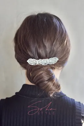 Pearl Rhinestone Three Circle Barrette