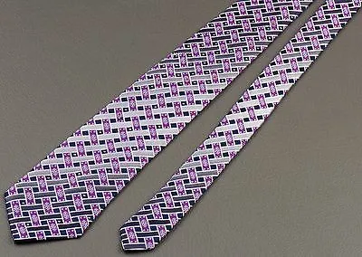 Pierre Cardin Silk Neck Tie Blue Purple Gray Weave Design With Rhinestones