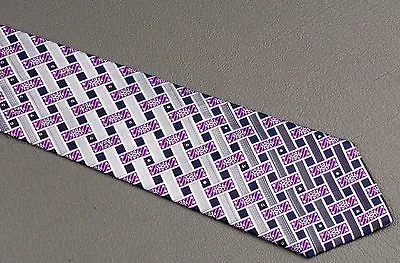 Pierre Cardin Silk Neck Tie Blue Purple Gray Weave Design With Rhinestones