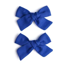 Pigtail Bows - True Blue Linen