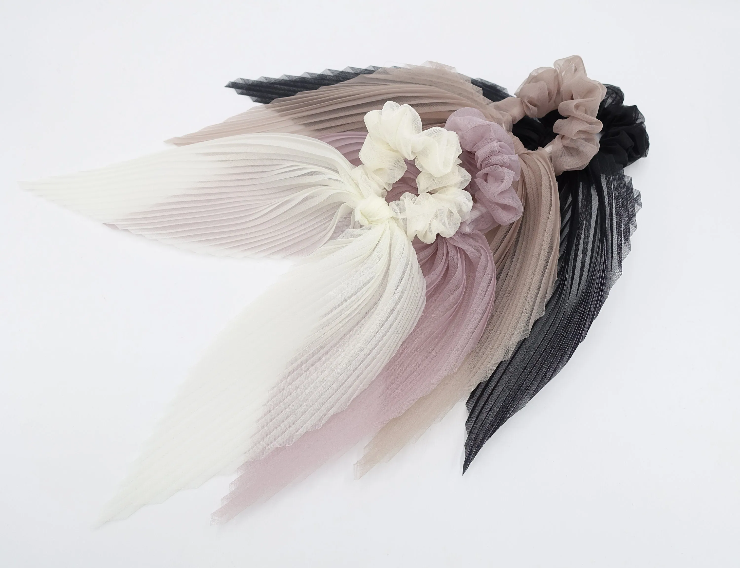 pleated organza bow scrunchies