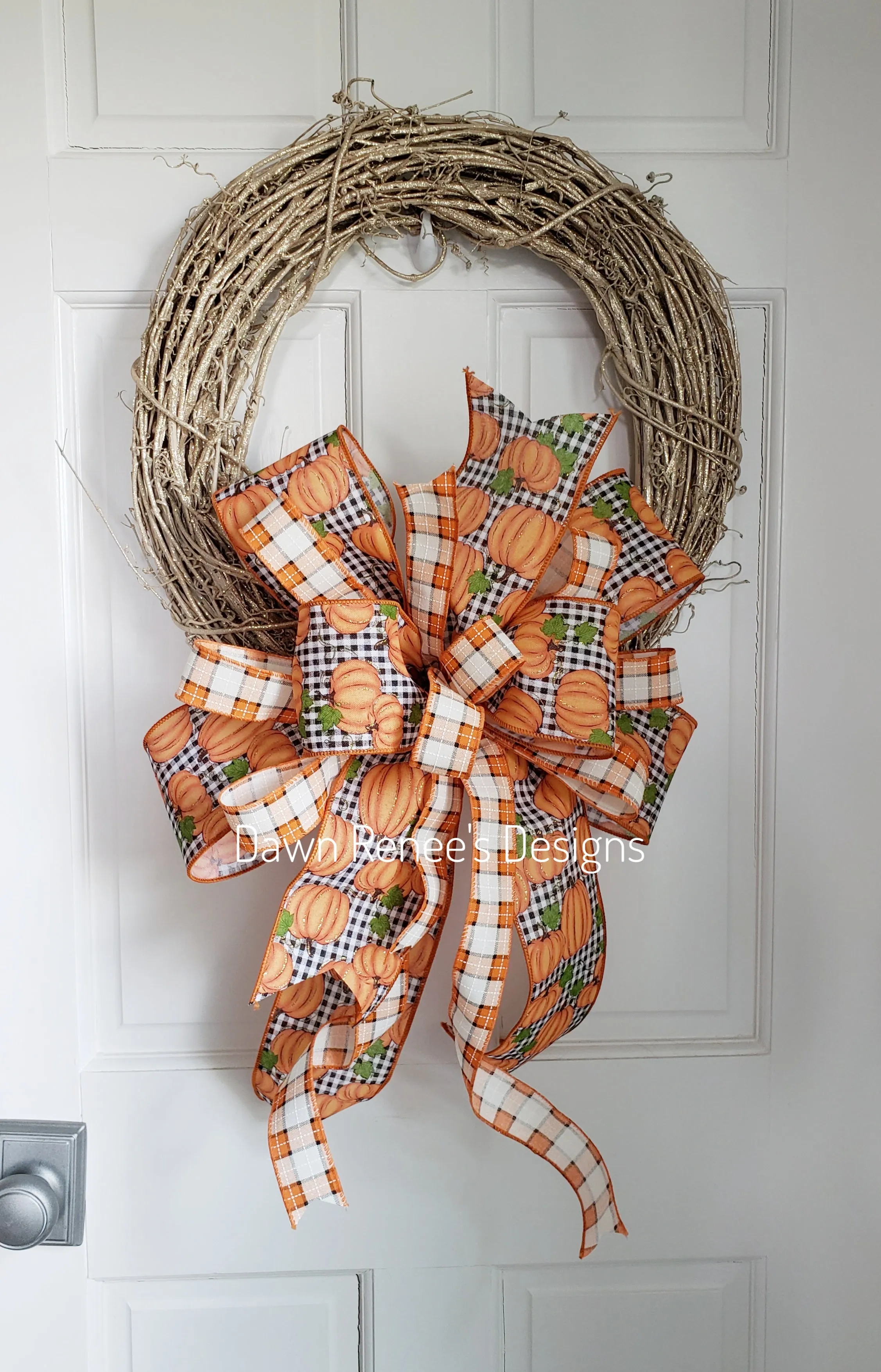 Pumpkin Buffalo Check Fall Bow