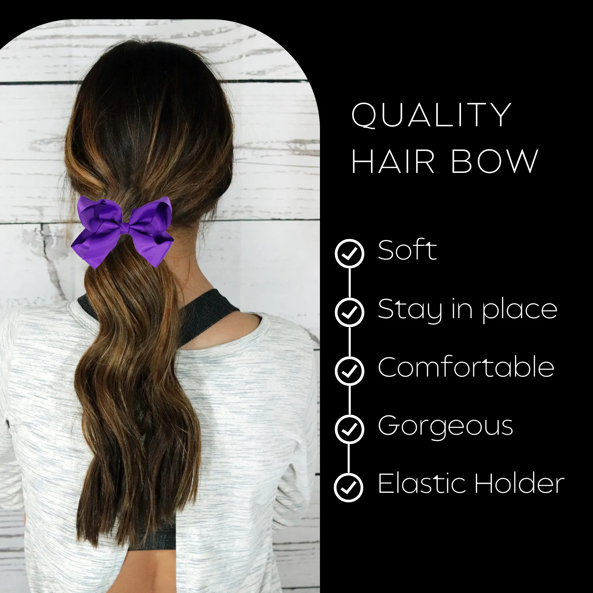 Purple Classic Hair Bows - 10 Pack