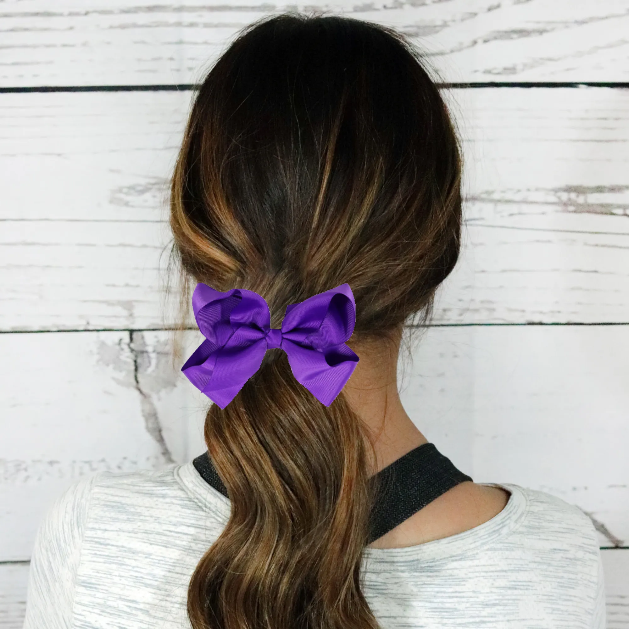 Purple Classic Hair Bows - 10 Pack