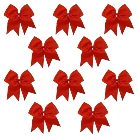 Red Clip Hair Bows - 10 Pack