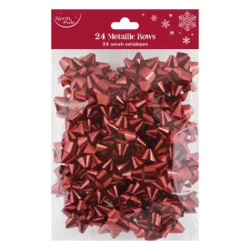 Red Metallic Gift Bows 24pk