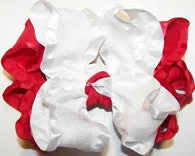 Red White Ruffle Hair Bow