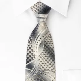 Remizio Silk Rhinestone Tie Scotty Dogs On Silver With Silver Sparkles