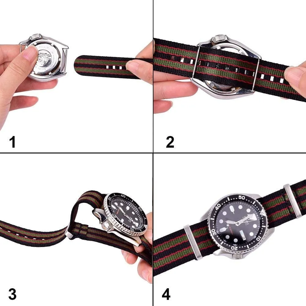 Ritche Striped Nylon Watch Band Strap