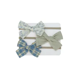 Set of 3 Small Baby Bows 2 Plain & 1 Print/Pattern #4