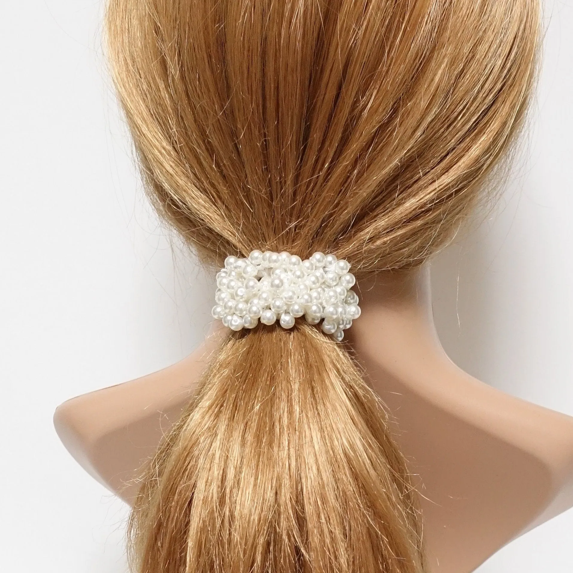 sleek ball decorated ponytail holder beaded hair tie scrunchies women hair accessories