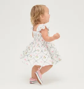 The Baby Ellie Nap Dress - Butterfly Trellis Cotton Poplin