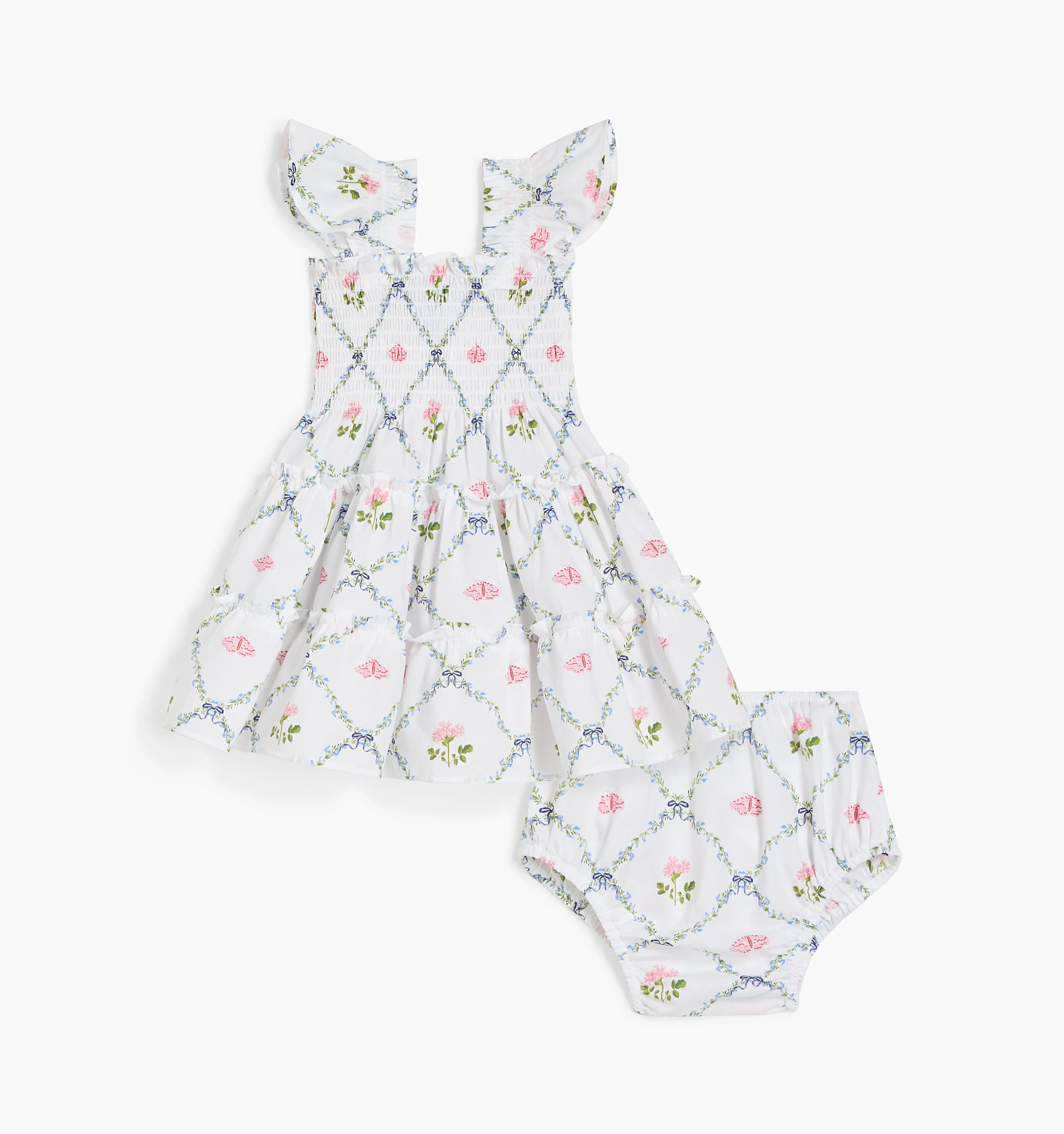 The Baby Ellie Nap Dress - Butterfly Trellis Cotton Poplin