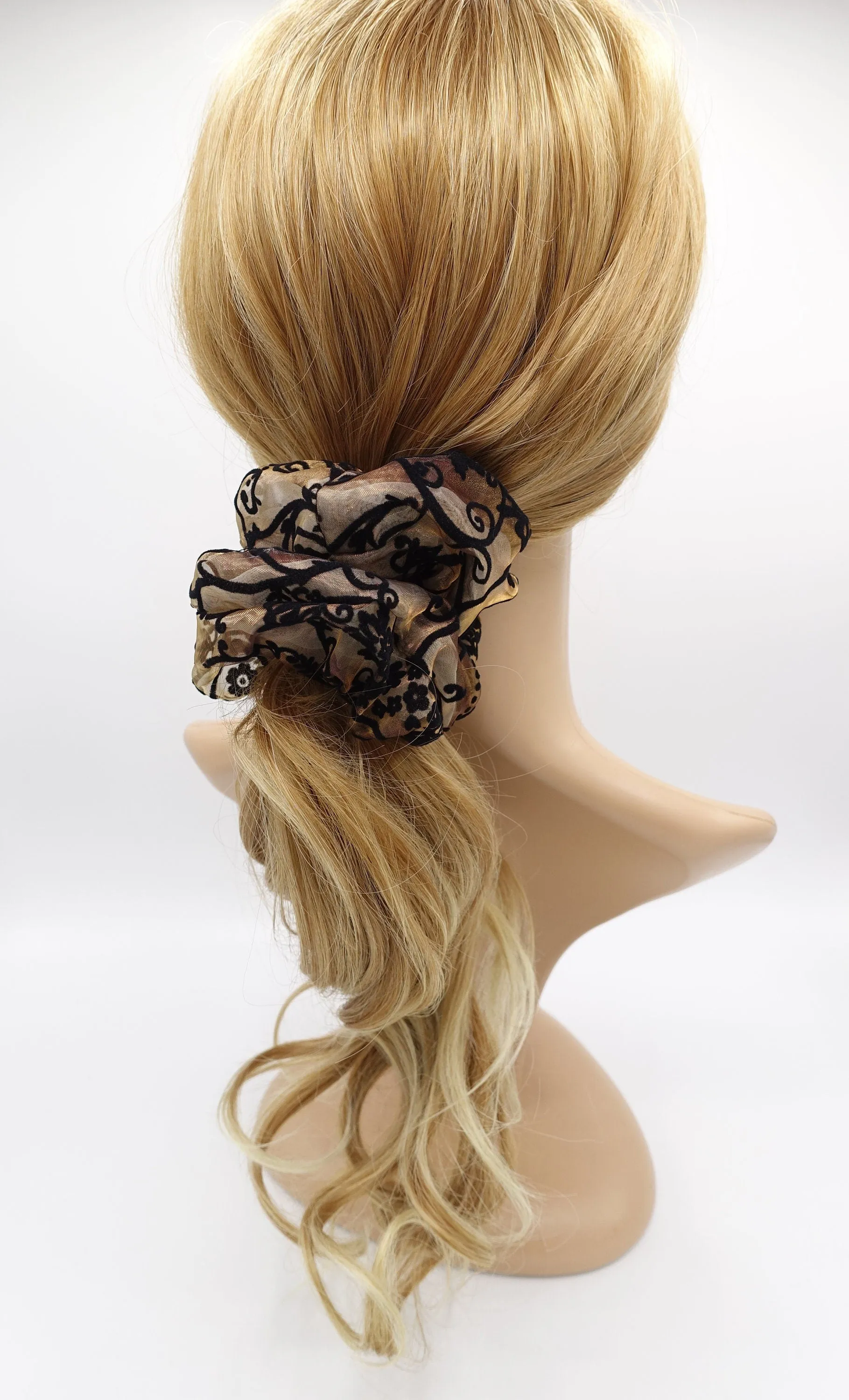 velvet patterned scrunchies, organza scrunchies for women