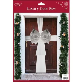 White Silver Christmas Door Bow